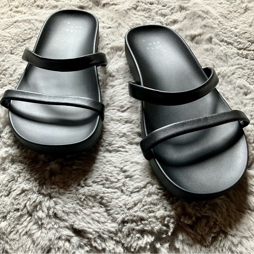 Like new classic simple black strapped sandals by A New Day size 6.5